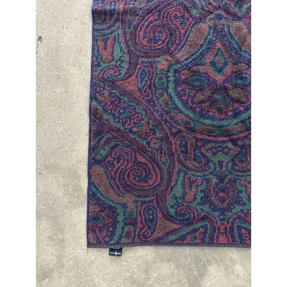 Vintage Ralph Lauren Paisley Medallion Bath Towel‎ Jewel Tone Cotton